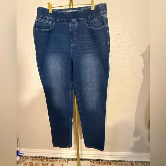 Soft Surroundings Dark Wash Blue Pull-On Jeggings - Picture 1 of 5